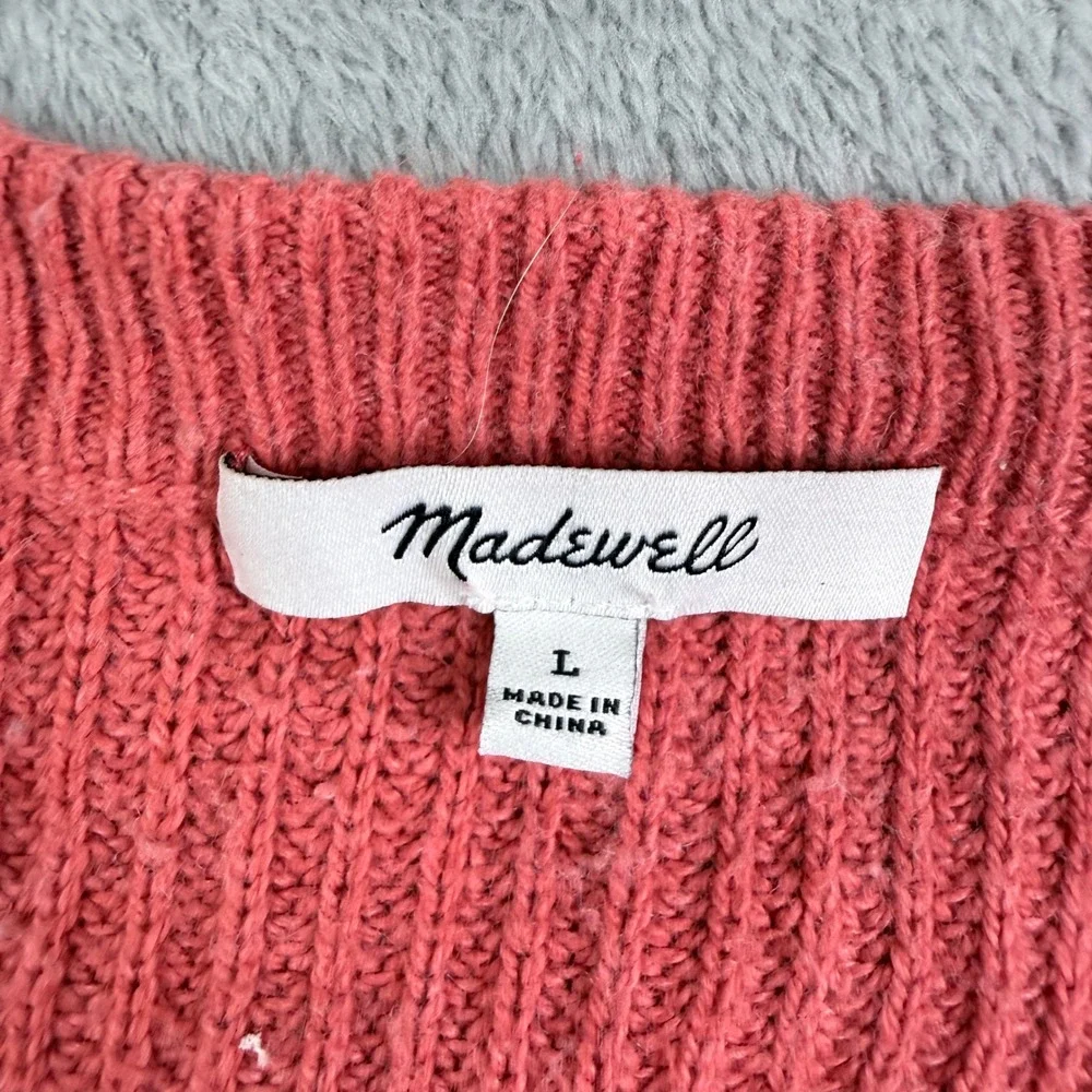 Madewell Thompson Ribbed Knit Pocket Crewneck Sweater AA782 Women Large